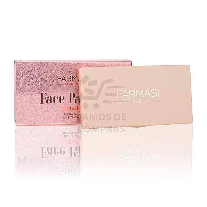 FARMASI Makeup Face Palette, Trio Eyeshadow, Long Lasting Face Sculpting, Blush and Highlighter Powder, Glow Contour Shadow Bronzer, All Skin Types, 0.52 oz. / 15 g (3 in 1 Face Palette)-BrightBean Baby