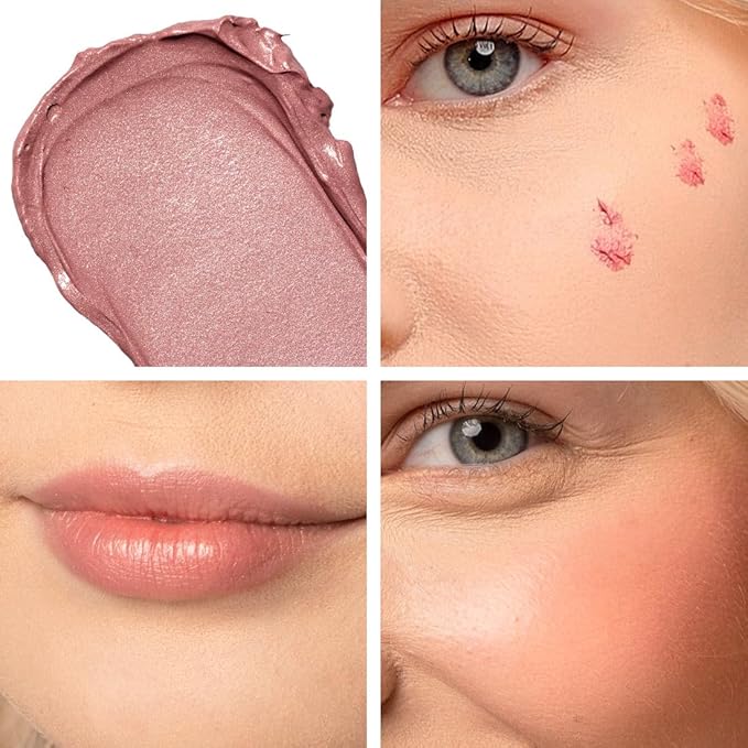 Palladio Liquid Blush for Cheeks & Lips 2-in-1 Makeup Face Blush, Weightless Cream Formula, Smudge Proof Long-Wearing Pigmented Blush, Natural Look Makeup Face Blushes, Shimmer Finish, Dainty-BrightBean Baby