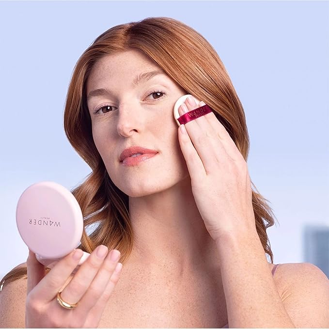Wander Beauty Wanderlust Powder Foundation - Tan - Blurs and Evens Skin Tone - Perfects and Hydrates With Hyaluronic Acid, Aloe, Honeysuckle, & Vitamin E - Lightweight, Buildable Coverage - 0.31 oz-BrightBean Baby