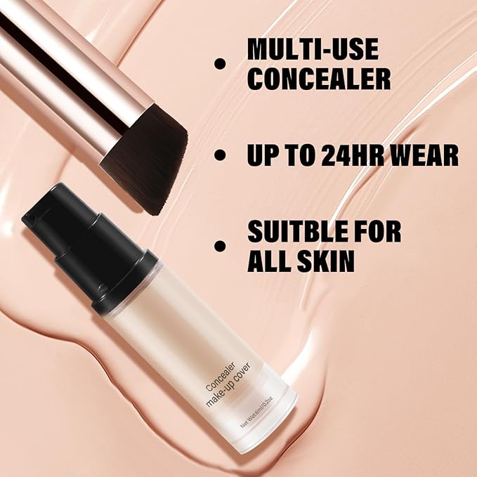 2pcs Liquid Concealer Set with Brush,Full Cover,Concealer Wand with Matte Finish,Corrects,Covers,Long Wear Up to 24hr-BrightBean Baby
