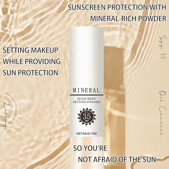 Mineral Sunscreen Setting Powder, SPF 35 Translucent Loose Powder, Mineral Brush Powder, Oil Control Natural Matte Finish, Lasting Lightweight Breathable for All Skin (#02 Fair)-BrightBean Baby