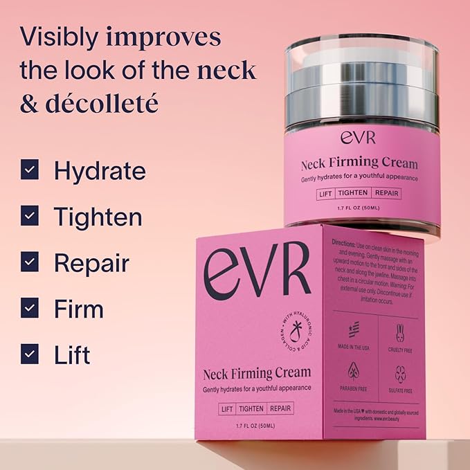 Anti-aging Neck Firming Cream with Collagen & Hyaluronic Acid - Made in USA with Natural & Organic Ingredients Face Neck and Chest Tightening Moisturizer (Classic)-BrightBean Baby