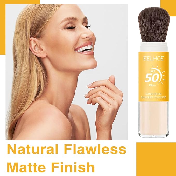 Mineral Sunscreen Setting Powder, SPF 50, Translucent Mineral Brush Powder, Long-Lasting Lightweight Breathable, Natural Matte Finish, Oil Control for All Skin Types-BrightBean Baby
