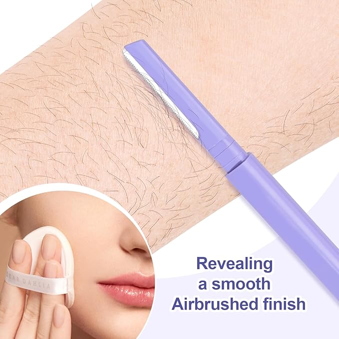 Dermaplane Razor for Women Face & Eyebrow - Dermaplaning Tool for Peach Fuzz Facial Hair Removal,High Precision Blade for Smooth Skin (Purple, 6 Count)