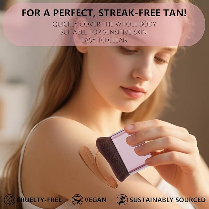 docolor Self Tanner Brush Body Makeup Brush for Flawless Face and Body Makeup, Sunless Tanner Blending Brush Body Brush for Self Tanner, Bronzer, Foundation, Vegan & Cruelty Free-BrightBean Baby