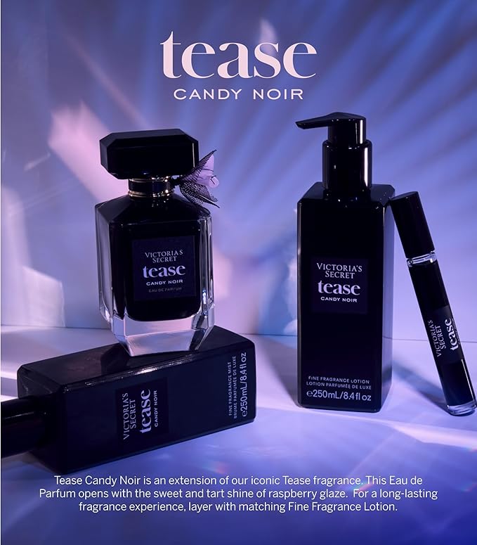 Victoria's Secret Tease Candy Noir Fragrance Mist, Notes of Raspberry Glaze, Night-Blooming Iris & Warm Tonka, Body Spray for Women (8.4 oz)-BrightBean Baby