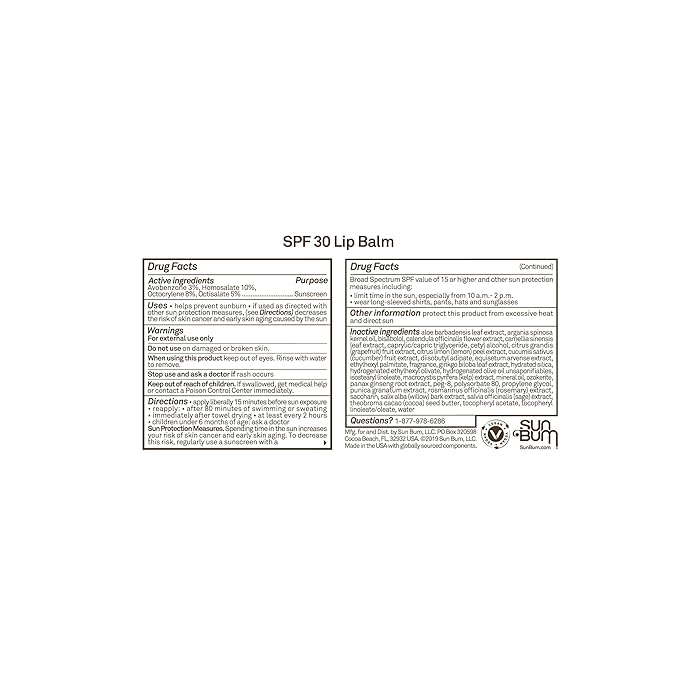 Sun Bum SPF 30 Sunscreen Lip Balm | Vegan and Cruelty Free Broad Spectrum UVA/UVB Lip Care with Aloe and Vitamin E for Moisturized Lips | Coconut Flavor |.15 oz-BrightBean Baby