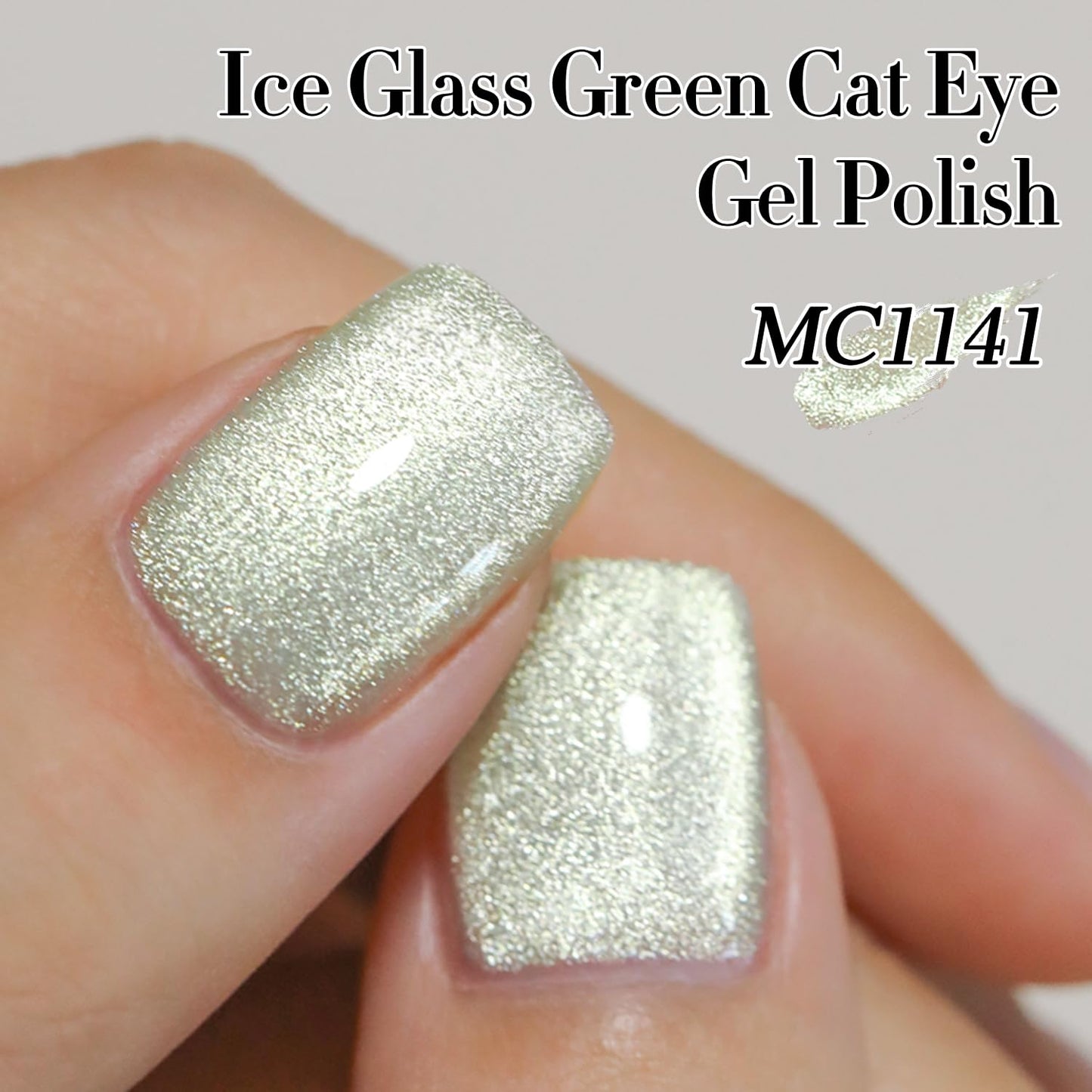 Double Rhythm 15ML Cat Eye Gel Polish with Magnet Holographic Glitter Shimmer Translucent Sheer Color Salon Ice Glass Magnetic Gel at Home (Green-MC1141)-BrightBean Baby
