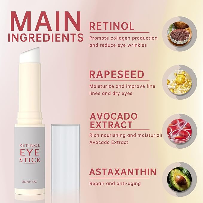 1Pcs Retinol Eye Stick, Retinol Under Eye Cream for Puffiness and Dark Circles, Hydrating Eye Cream Anti Aging for Enhanced Under Eye Nourishment.-BrightBean Baby