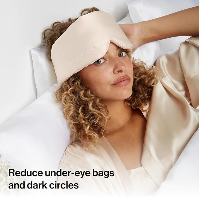 Dore & Rose Deep Sleep Mask Light Blocking, 23 Momme Mulberry Silk Eye Mask, Ultra Soft, Adjustable - Travel Sleeping Mask for Men & Women - Champagne-BrightBean Baby