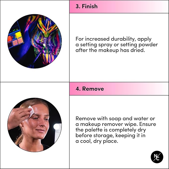UV 12-Color Palette - Water-Activated Neon Glow Makeup for Face & Body - Fluorescent Shades for SFX, Party Makeup, Cosplay & Theatrical Performances-BrightBean Baby