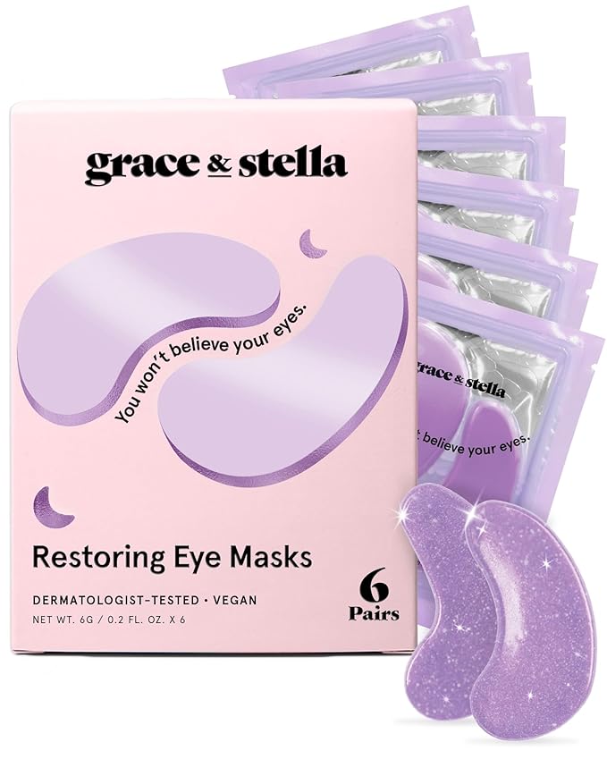 grace & stella Retinol Under Eye Patches for Puffy Eyes and Dark Circles - Restoring Gel Under Eye Masks with Hyaluronic Acid - Vegan Cruelty-Free Skincare - Birthday Gifts for Women (Purple, 6 Pairs)-BrightBean Baby
