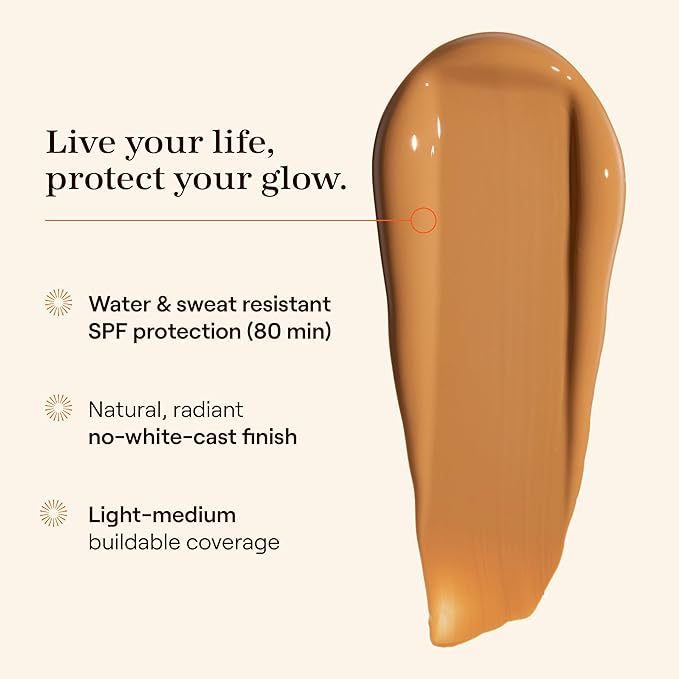 Live Tinted Hueguard Skin Tint SPF 50 - Tinted Mineral Sunscreen with Light-Medium Buildable Coverage With a Hydrating and Radiant Finish - Water and Sweat Resistant, 1.35 fl oz - Shade 07-BrightBean Baby
