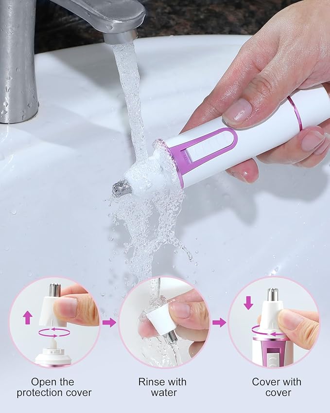 AREYZIN Nose Hair Trimmer for Women Rechargeable Eyebrow & Facial Hair Trimmer for Men, Professional Painless Nose Trimmer with IPX7 Waterproof, Dual Edge Blades for Easy Cleaning