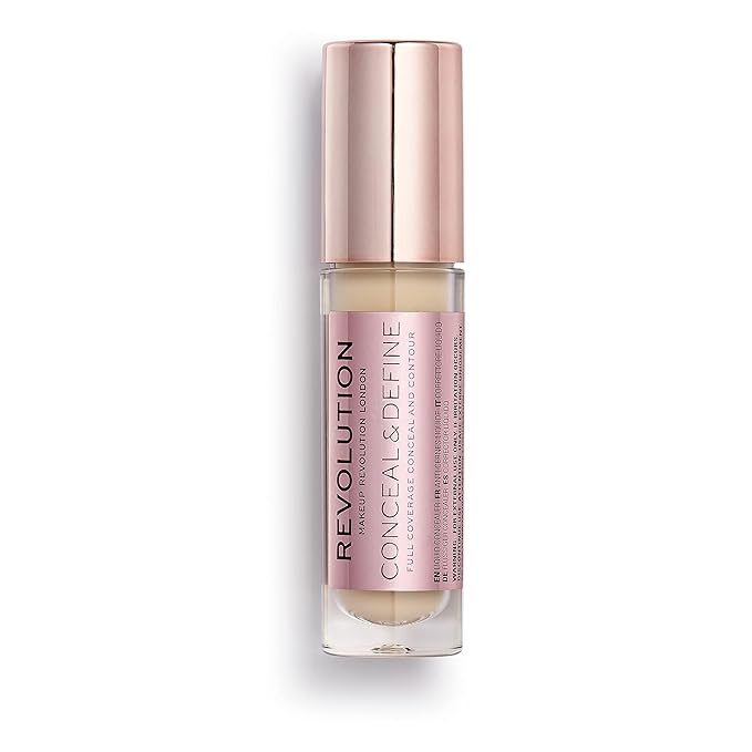 Revolution Beauty, Conceal & Define Concealer, Full Coverage & Lightweight, Long-Lasting Matte Finish, Vegan & Cruelty Free, C6 Fair or Light Skin Tones, 0.14 Oz.-BrightBean Baby