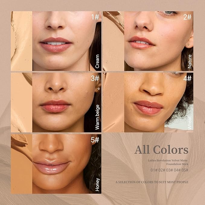 Foundation Stick, Multi-Use Foundation Stick Makeup with Built-In Foundation Brush, Lightweight Buildable Medium-to-Full Coverage, Longwear Contour Stick Foundation Face Stick, Natural Finish-BrightBean Baby
