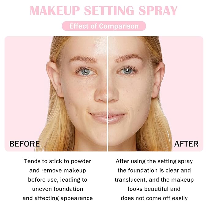2PCS Makeup Setting Spray for Face,Waterproof Setting Spray for Makeup,Long Lasting Oil Control Finishing Holding Face Mist,Refreshing Hydrating Glossy and Matte Fixing Facial Mist Make Up Set A2-BrightBean Baby