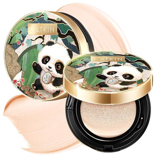 CATKIN Panda Land Full Coverage Cushion Fondation, Breathable Hydrating Nourishing Poreless Face Makeup Save for Sensitive Skin,Sheer Finish (C01 Fair)-BrightBean Baby