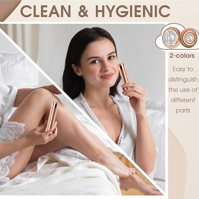 Facial Hair Removal for Women, Rechargeable Hair Removal Device, Painless Face Electric Razor/Shaver for Lip, Arms, Face, Peach Fuzz(Blush)