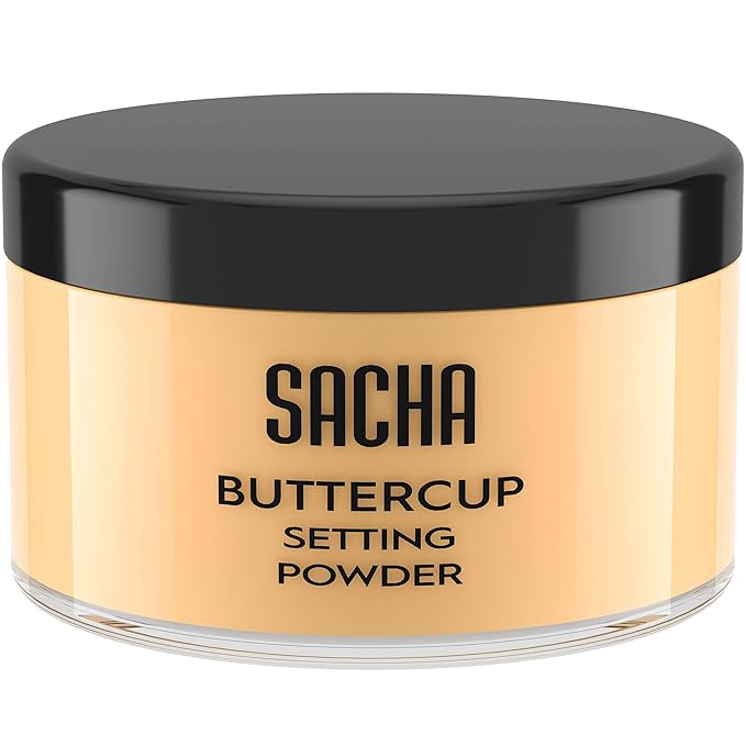 Sacha BUTTERCUP Setting Powder Makeup 1.75 Oz. Translucent Setting Powder for Oily Skin Finishing Powder Loose Powder Makeup Blurring Powder Blurs Fine Lines and Pores For Medium to Dark Skin Tones-BrightBean Baby