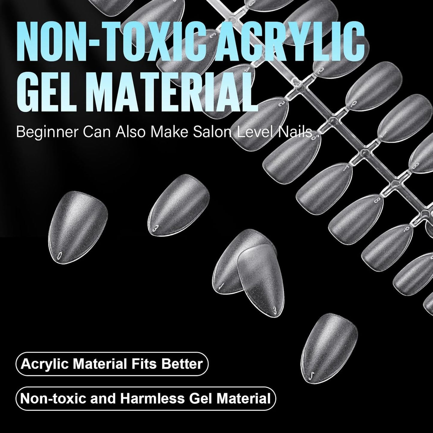 TOMICCA Short Almond Nail Tips, Acrylic Soft Full Coverage Fake Nailsfor Extension Manicure, Double-sided Matte Press on Nail Tips for Home DIY Art Women Girls-BrightBean Baby