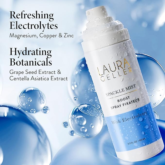 LAURA GELLER NEW YORK Spackle Mist Boost Setting Spray with Electrolytes - Long-Lasting Makeup Spray with Blue Light Protection - Dewy Skin Makeup Setting Spray-BrightBean Baby