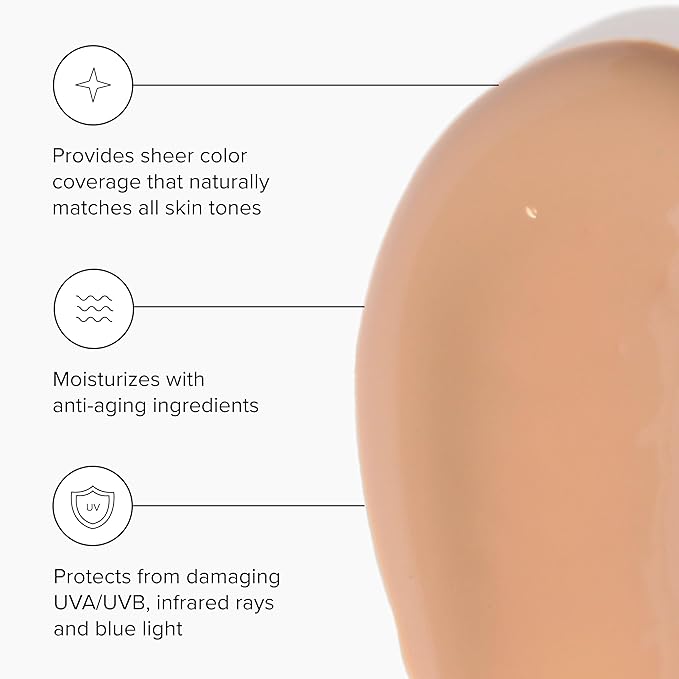 DRMTLGY Universal Tinted Moisturizer with SPF 46. Universal Tint. All-In-One Light Sheer Coverage Tinted Face Sunscreen with Broad Spectrum Protection Against UVA and UVB Rays. 1.7 oz, 2 pack-BrightBean Baby