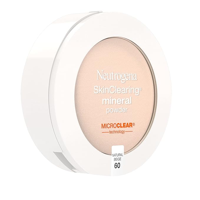 Neutrogena SkinClearing Mineral Acne-Concealing Pressed Powder Compact, Shine-Free & Oil-Absorbing Makeup with Salicylic Acid to Cover, Treat & Prevent Breakouts, Natural Beige 60,.38 oz (Pack of 2)-BrightBean Baby