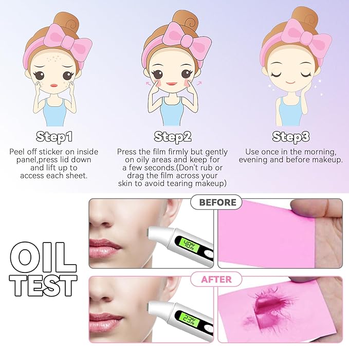 Oil Absorbing Tissues Oil Control Film, Oil Blotting Paper Same Series with Clean & Clear Oil Absorbing Facial Sheets for Oily Skin, 60 sheets Blue + 50 sheets Pink-BrightBean Baby