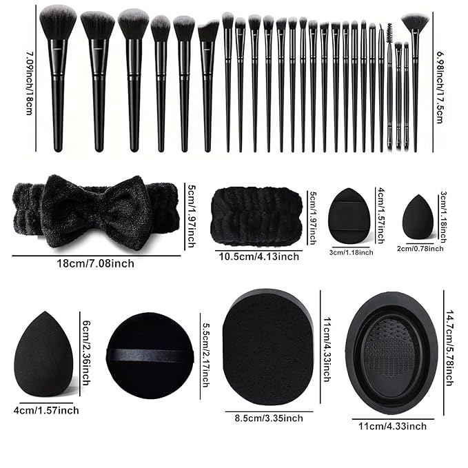 47Pcs Black Makeup Brushes Set Professional Makeup Kit Multi-functional Makeup Tool Set with Facial Makeup Accessories, Foundation Makeup Brush Kit Eye and Face Make up Brushes & Tools-BrightBean Baby