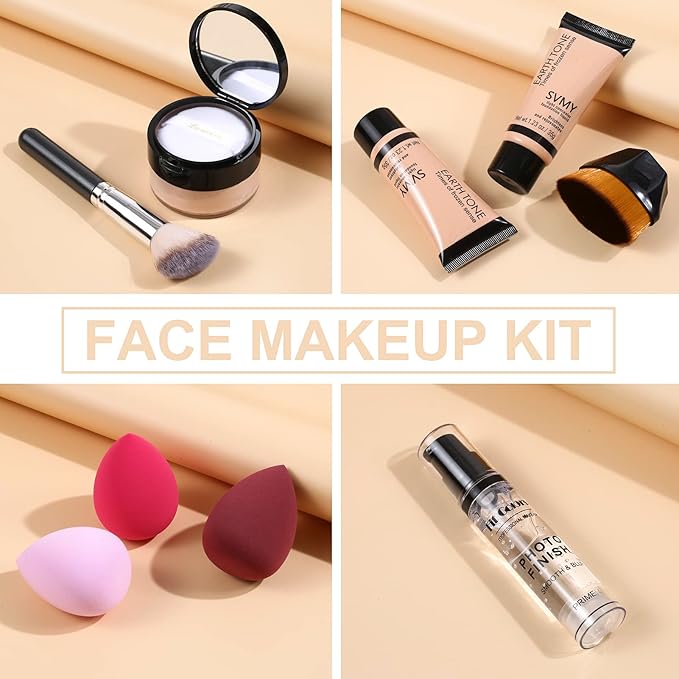 Foundation Liquid Full Coverage Matte Oil Control Concealer with Face Primer & Makeup Brush & Makeup Sponges-BrightBean Baby