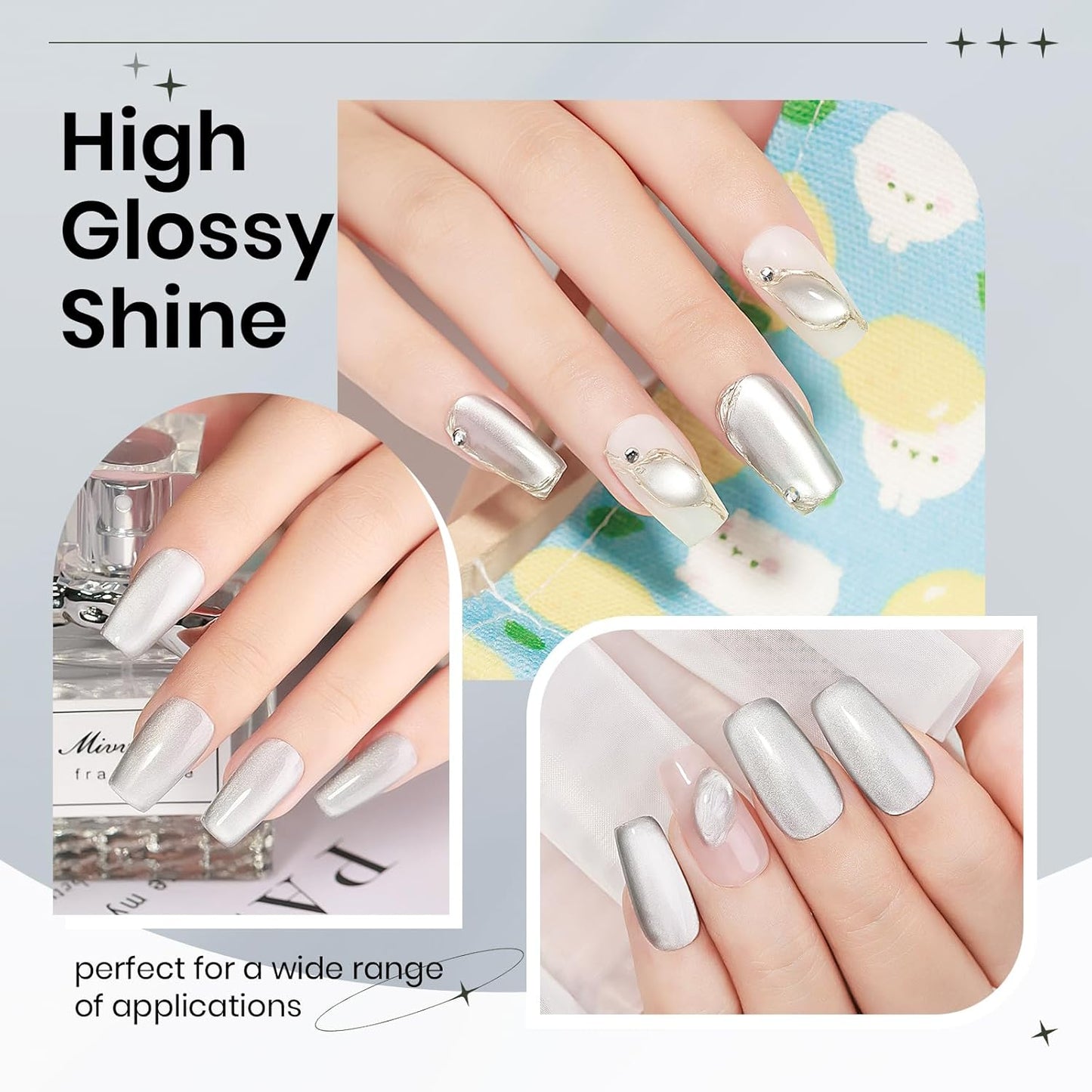 Moonlight Cat Eye Gel Nail Polish 10ml Silk Magnetic Nail Polish Glass Cateye Gel Polish with Magnetic Stick Soak Off UV LED Nail Lamp Nail Art Manicure Salon Home DIY 001, Gray-BrightBean Baby