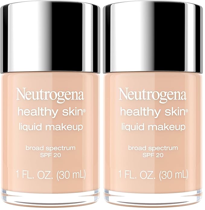 Neutrogena Healthy Skin Liquid Makeup Foundation, Broad Spectrum SPF 20 Sunscreen, Lightweight & Flawless Coverage Foundation with Antioxidant Vitamin E & Feverfew, Medium Beige, 1 fl. oz (Pack of 2)-BrightBean Baby