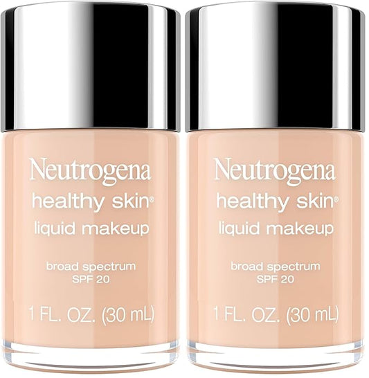 Neutrogena Healthy Skin Liquid Makeup Foundation, Broad Spectrum SPF 20 Sunscreen, Lightweight & Flawless Coverage Foundation with Antioxidant Vitamin E & Feverfew, Medium Beige, 1 fl. oz (Pack of 2)-BrightBean Baby