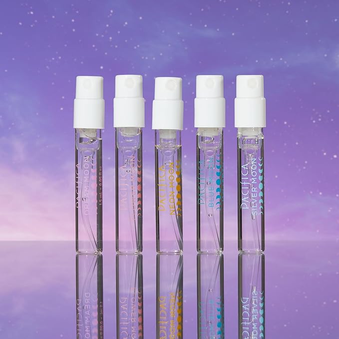 Pacifica Beauty Mood Moons Spray Perfume Set, Fragrances, Travel Perfume, Dream Moon, Flower Moon, Neon Moon, Blue Moon, Silver, Moon, Clean Perfume, Mini Perfume, Vegan, 0.05 fl oz Each (Set of 5)-BrightBean Baby