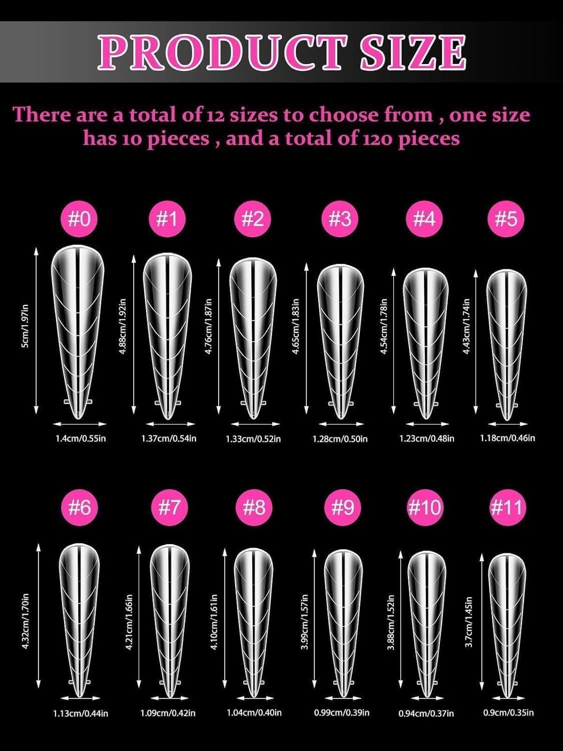 EBANKU 120Pcs Poly Gel Nail Forms, Long Stiletto Clear Dual Forms for Poly Extension Gel Structure Nail Tips Molds for Nail Art Design Salon&DIY-BrightBean Baby