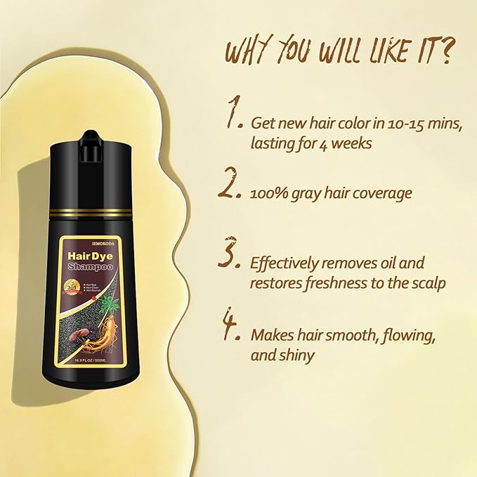 Light Brown Hair Dye, Hair Dye Shampoo for Men and Women, Hair Color Shampoo For Home Use, Shampoo Para Canas, Hair Dye Shampoo 3 in 1, 16.9 Fl Oz (Light Brown)-BrightBean Baby