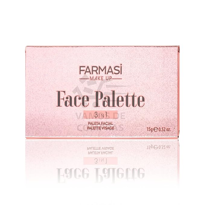 FARMASI Makeup Face Palette, Trio Eyeshadow, Long Lasting Face Sculpting, Blush and Highlighter Powder, Glow Contour Shadow Bronzer, All Skin Types, 0.52 oz. / 15 g (3 in 1 Face Palette)-BrightBean Baby