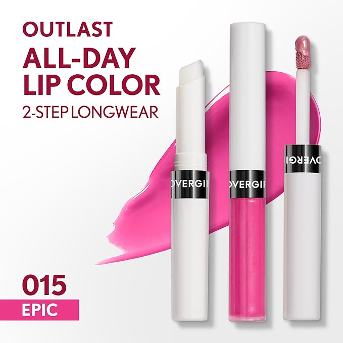 COVERGIRL Outlast All-Day, 015 Epic, Lip Color, 24-Hour Wear, Hydrating Balm, Kiss-Proof, Moisturizing, Vegan Formula, 0.07oz/0.08oz-BrightBean Baby