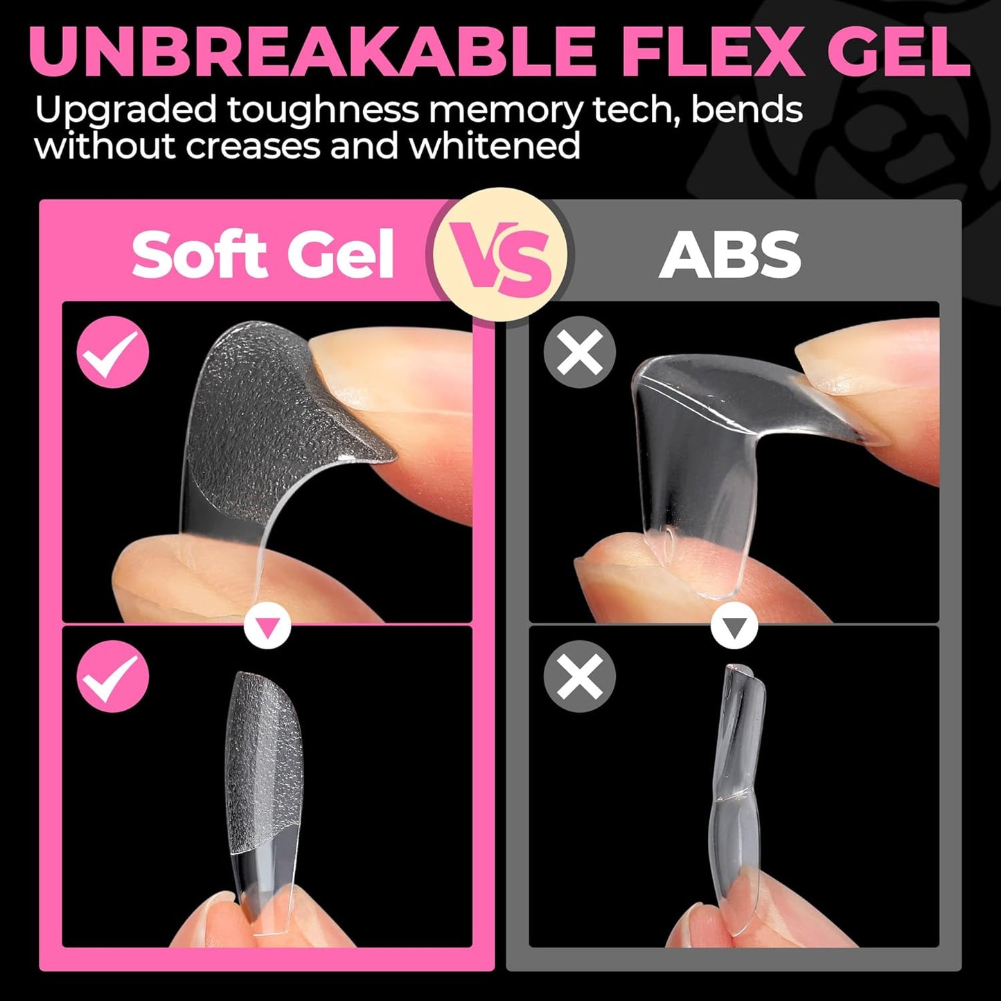 UNA GELLA Short Coffin Nails Tips, 504pcs No c Curve short Coffin Gel Press On Nails Pre Etched For Women Acrylic Nail Extension Full Cover Home Salon 12 Sizes-BrightBean Baby