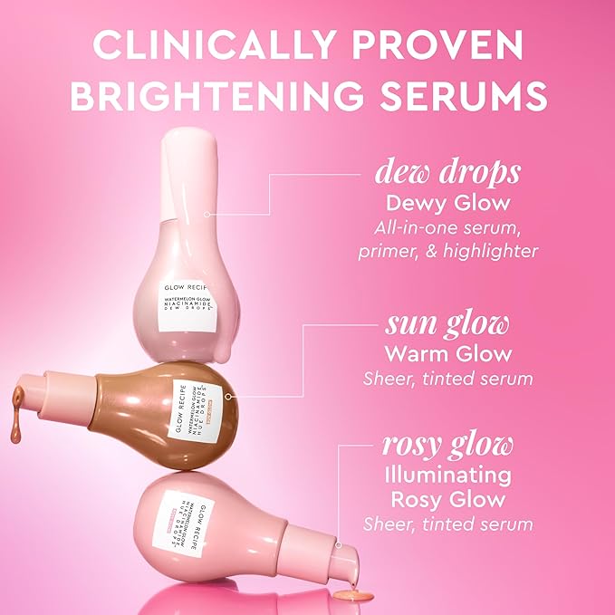 Glow Recipe Hue Drops Tinted Face Serum - Illuminating Glow Drops to Brighten & Hydrate - Skincare Makeup Primer & Liquid Highlighter to Blur Pores for a Radiant, Even Skin Tone - Rosy Glow (40ml)-BrightBean Baby