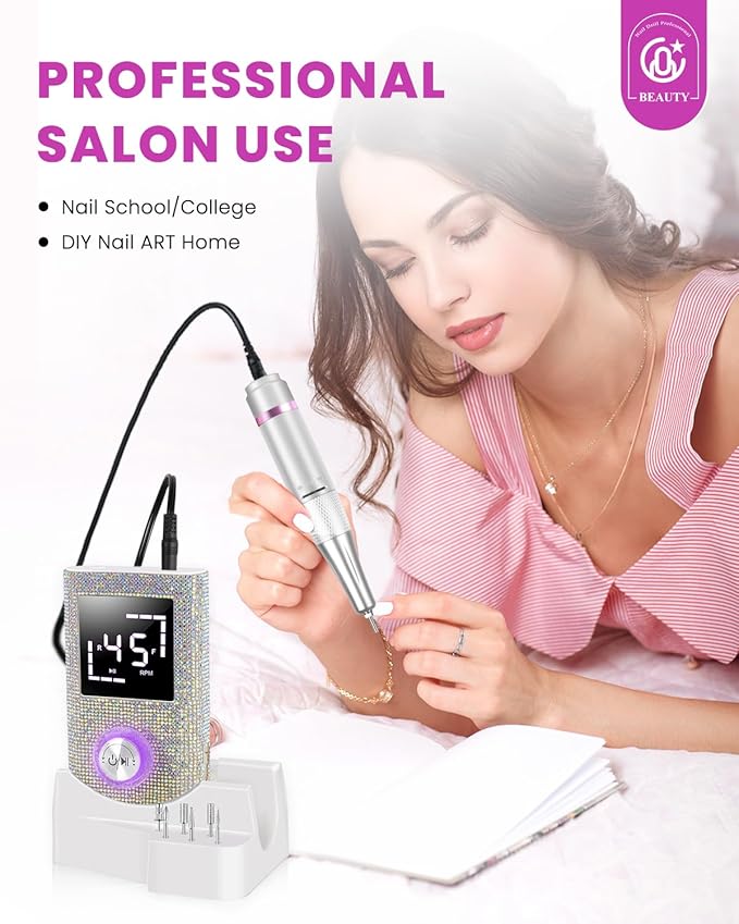 CozyZen Cordless Electric Nail Drill, 45000 RPM Rechargeable Diamond E-File, Portable & Low Noise for Acrylic/Gel Nails, Manicure & Pedicure - Professional & Home Use-BrightBean Baby