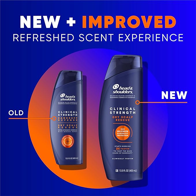 Head & Shoulders Clinical Strength Dandruff Shampoo and Conditioner Set, Dry Scalp Relief, Up to 100% Flake Protection, Selenium Sulfide Formula, 13.5 & 9.1 Fl Oz, 2 Pack-BrightBean Baby