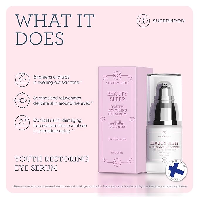 Overnight Eye Serum - Under Eye Serum for Night Time w. Hydrating Elderberry & Sea Fennel Stem Cells, Reduces Under-Eye Bags & Wrinkles, Anti-Aging Eye Serum-BrightBean Baby