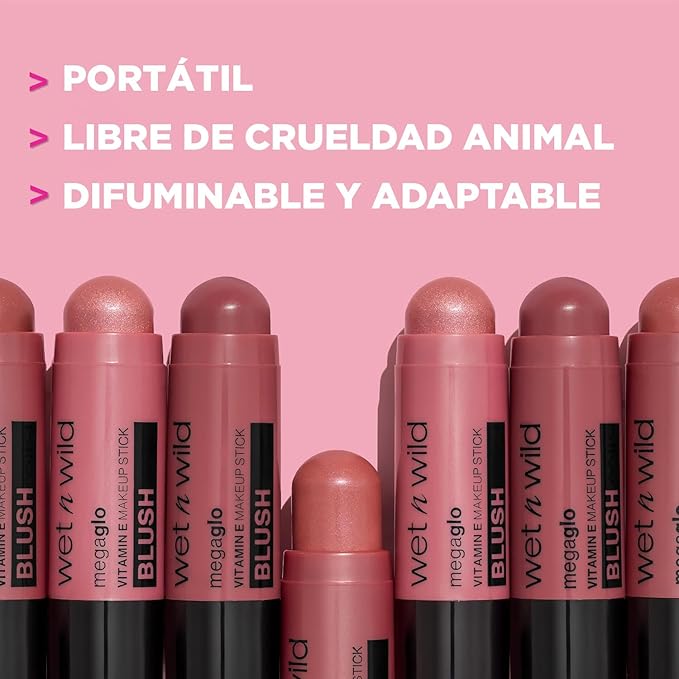 wet n wild Mega Glo Makeup Stick, Buildable Color, Versatile Use, Cruelty-Free & Vegan - Current Jam-BrightBean Baby