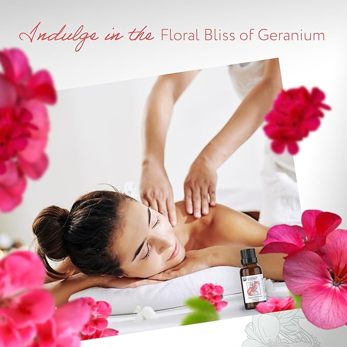 HBNO Organic Geranium Essential Oil - 1 oz (30ml) - USDA Certified Organic Geranium Essential Oil for Aromatherapy, Soap Making, DIY, Fragrances, Diffuser.-BrightBean Baby