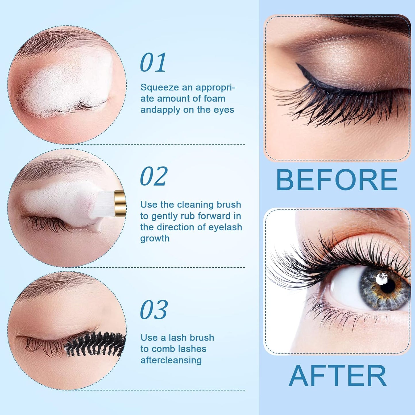 Homicozy 40 Pcs Lash Shampoo Bottle Brushes & Dispensers Set - 10 Pcs Lash Brushes, Tubes & Aftercare Bag for Clients, Women, Girls (Black)-BrightBean Baby