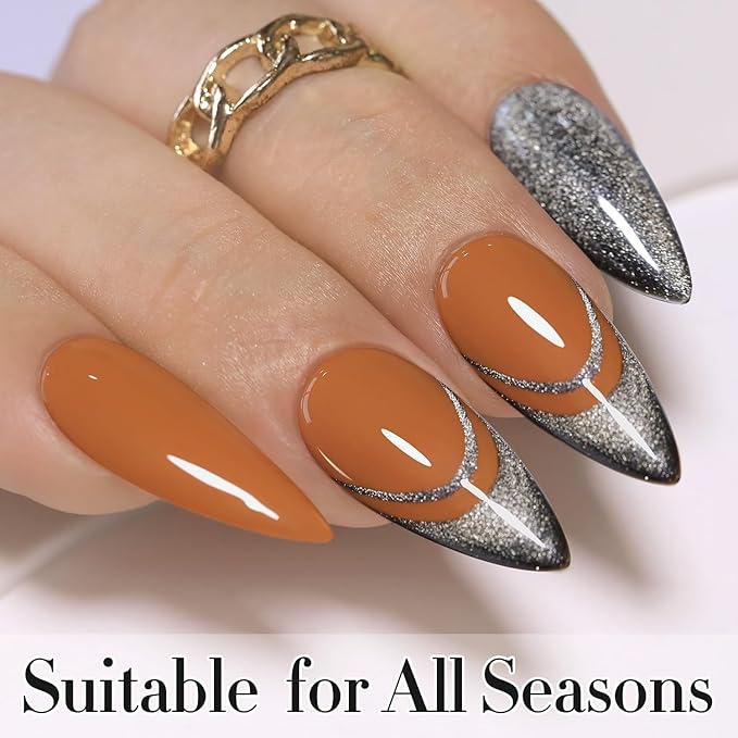 Double Rhythm Translucent Gel Polish Sheer Neutral Natural Light Milky Same Color Same Bottle 15ML Jelly UV Nail Polish Nail Art DIY at Home (Brown Orange-A1447)-BrightBean Baby