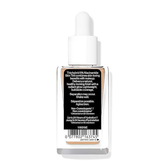wet n wild Bare Focus Skin Tint, 5% Niacinamide Enriched, Buildable Sheer Lightweight Coverage, Natural Radiant Finish, Hyaluronic & Vitamin Hydration Boost, Cruelty-Free & Vegan - Cream Beige-BrightBean Baby