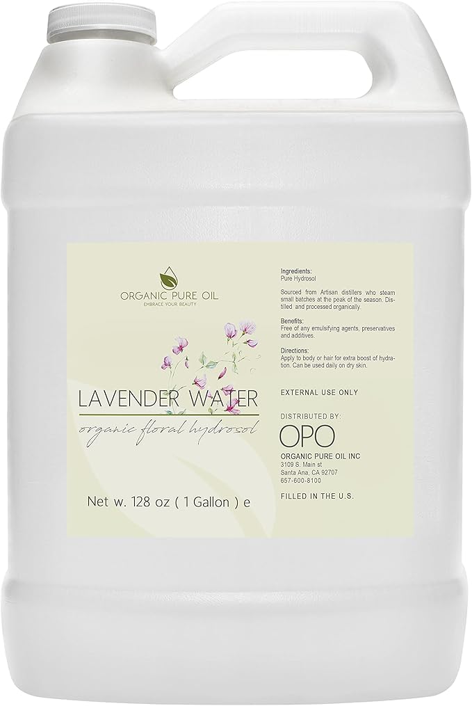 OPO Lavender Water Hydrosol - Pure Steam Distilled Natural Non GMO Calming Bulk Body, Face, Facial Toner, Aromatherapy, Set Makeup, Cleanser Mist Spritz (128 oz / 1 Gallon)-BrightBean Baby